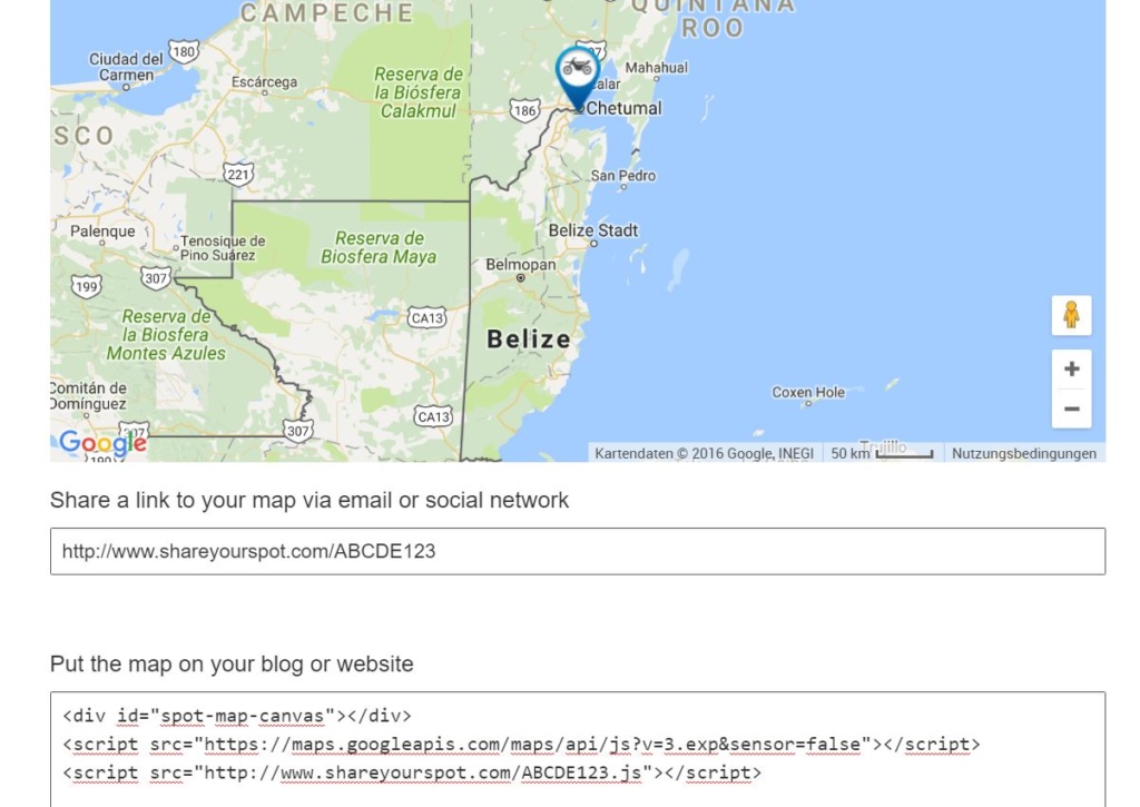 see your shareyourspot map and get your embed code