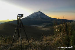 Camera on tripod at volcano Popocatepetl
