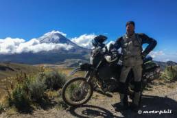 moto.phil with DR650 and Popocatepetl in the background