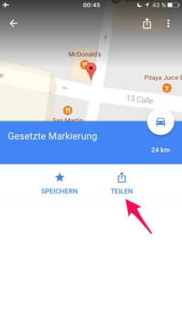 Get coordinates from google maps app on iOS