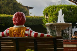 Ronald McDonald in the McDonald's patio in Antigua Guatemala